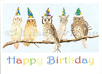 Birthday owls greeting card lisewinne on artfire