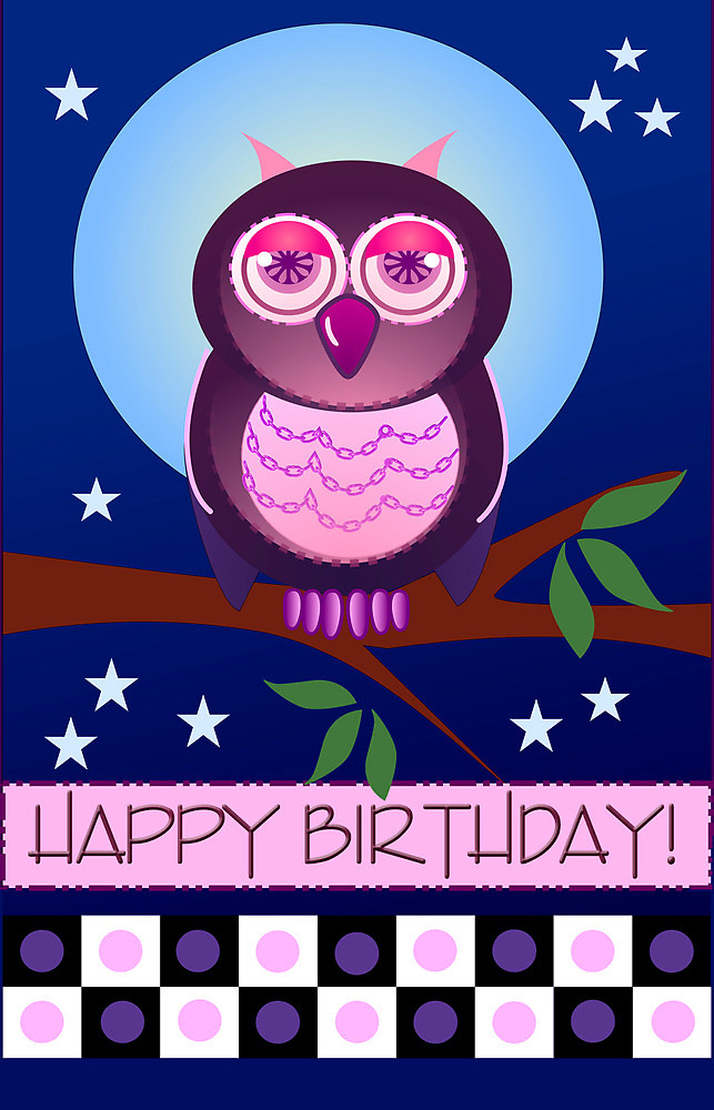 Happy birthday card with owl by walstraasart redbubble