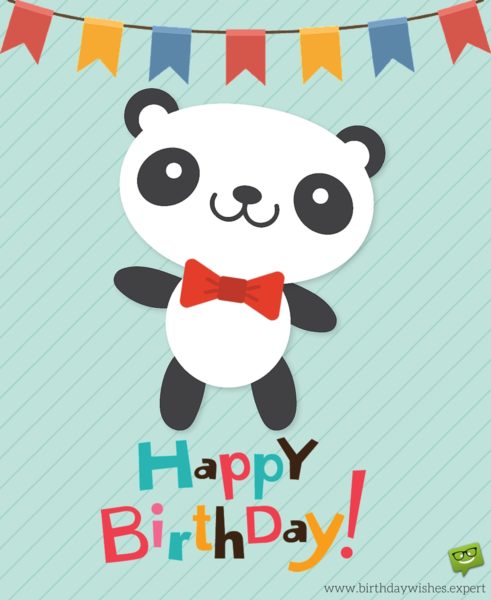 Happy birthday wish on image of cute animal panda birthday