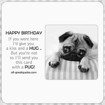 Happy birthday free cute card with pug dog for facebook
