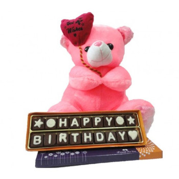 Happy birthday chocolate message with cute teddy gift my ...