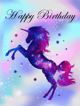 Purple unicorn happy birthday card birthday amp greeting ...