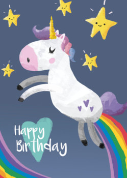 Happy birthday unicorn printable cards set off instant
