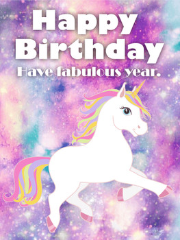 Galaxy unicorn happy birthday card birthday amp greeting ...
