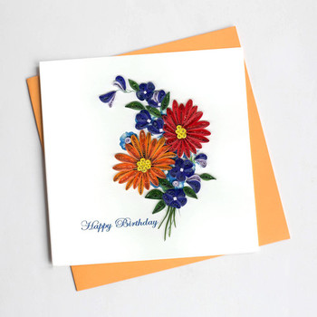 Wild flower birthday bd quilling card