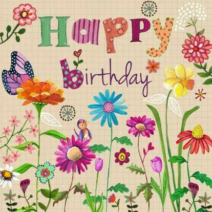 Wild flowers bird and butterfly birthday greetings pinter...
