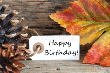 Autumn or fall background with happy birthday stock image...