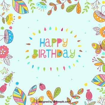 Happy birthday floral frame vector free download