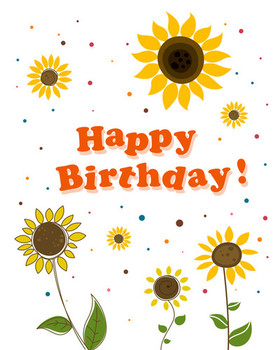 Cute flower with happy birthday greeting cards vector vec...