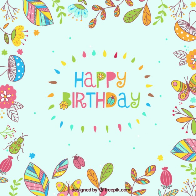 Happy birthday floral frame vector free download