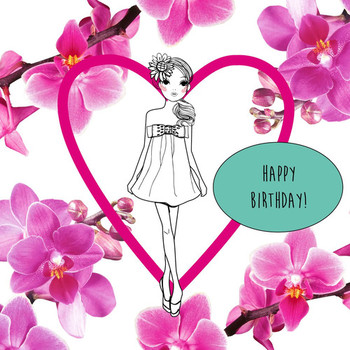 Happy birthday fashion girl heart lt orchids van harte