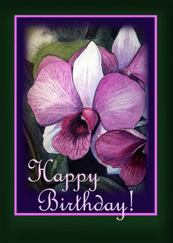 Happy birthday purple orchid painting by irina sztukowski