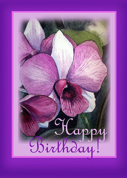 Happy birthday orchid design painting by irina sztukowski
