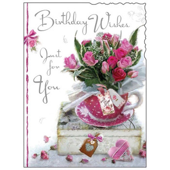 Birthday card female lady happy birthday roses luxury mod...