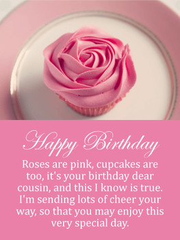 Rose cupcake happy birthday card for cousin birthday amp ...