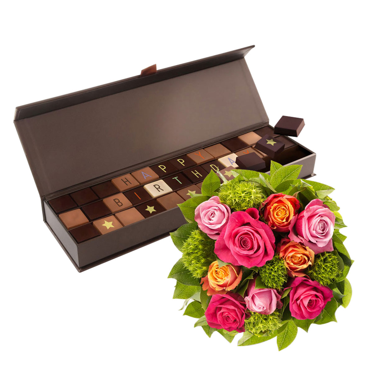 Chocol happy birthday amp roses bouquet delivery in germa...