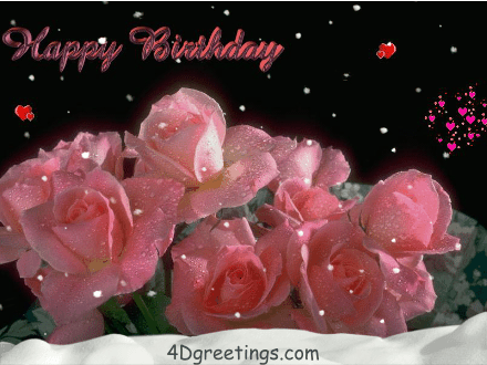Happy Birthday My Friend Pink Roses GIF
