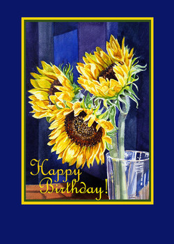 Happy birthday happy sunflowers painting by irina sztukow...