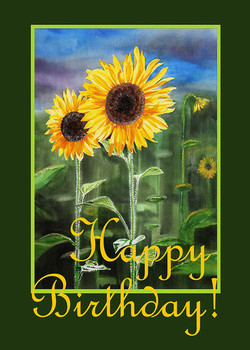 Happy birthday happy sunflowers couple painting by irina ...
