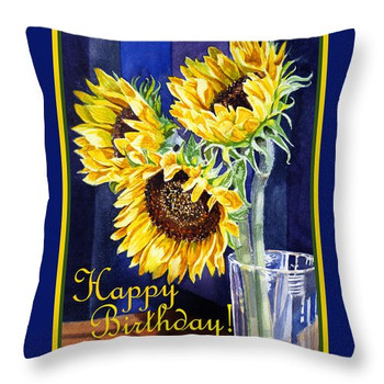 Happy birthday happy sunflowers throw pillow for sale by ...