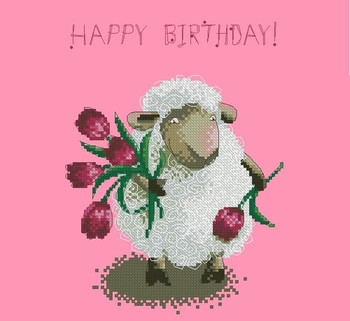 Birthday sheep with tulips by elina ellis