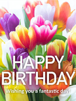 Pretty tulip happy birthday card birthday amp greeting ca...