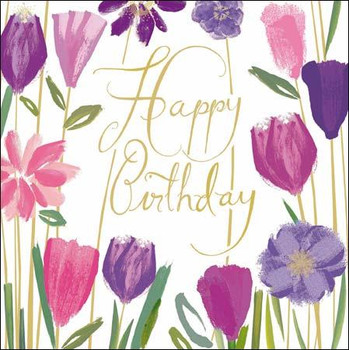 Happy birthday pink amp purple tulips sp £ a great happy