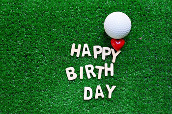 Happy birthday alphabet on green grass for golfer birthda...