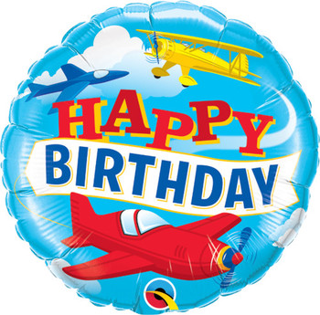 Childrens happy birthday airplanes foil balloon