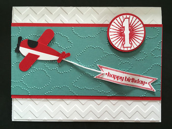 Happy st birthday airplane card using stampin up blue rib...