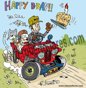 Willys cja jeep birthday card by roberto flores