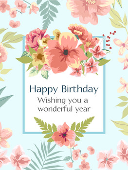 Birthday flowers and leaves card birthday amp greeting ca...