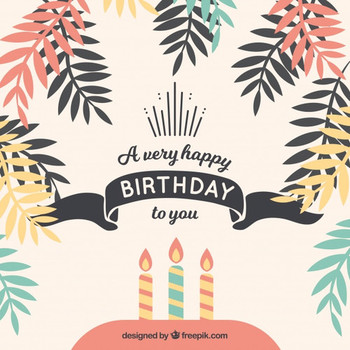 Happy birthday background with palm leaves vector free do...