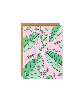 Happy birthday leaves card – handzy shop studio