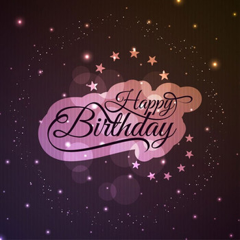 Happy birthday pink label on a background with stars vect...