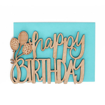 Birthday balloons thick wood card – alexis mattox design