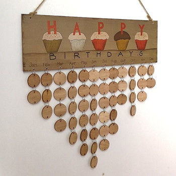 Diy wooden family and friends happy birthday calendar round