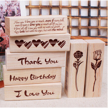 Pcs diy new blessing wood stamps i love you happy birthda...