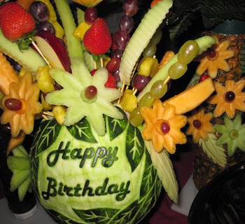 Happy birthday creative fruits and veggies displays pinte...