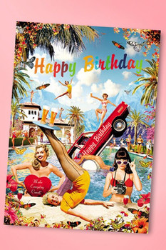 Retro fun happy birthday greeting card