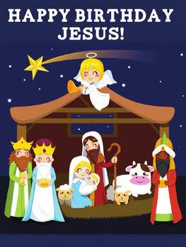 Jumbo happy birthday jesus nativity magnets christian book