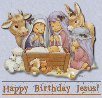Say happy birthday to mr jesus with gifts