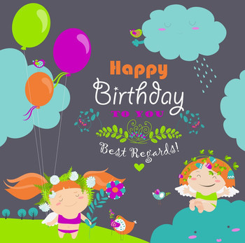 Happy birthday card with cute angels royalty free vector