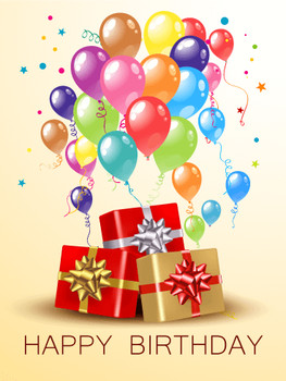 Birthday balloons amp gift boxes card birthday amp greeti...