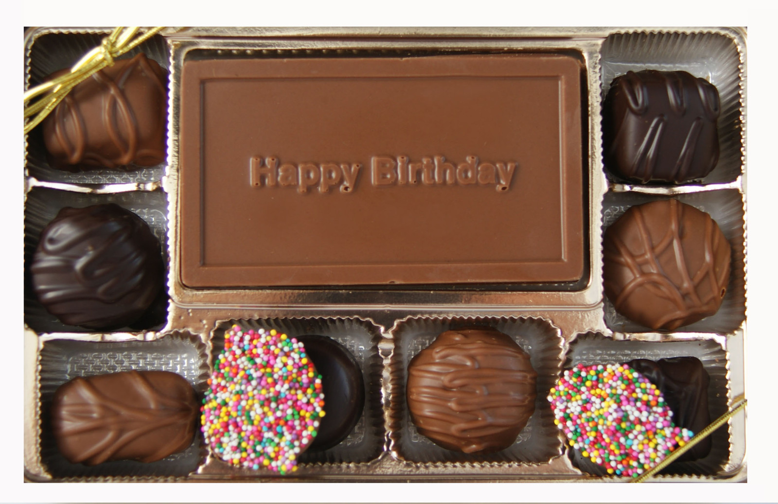 Amp dark chocolate assortment with happy birthday card
