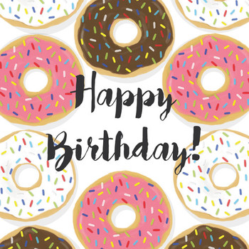 Mmm doughnuts happy birthday card illustration greetingsc...