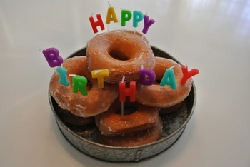 Amazing little baby happy birthday donuts