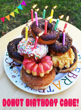 Polkadots on parade donut birthday cake