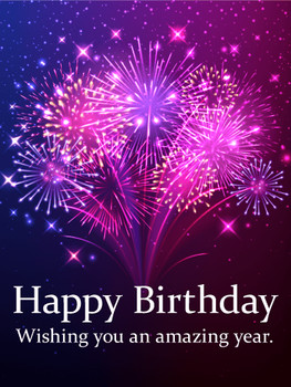 Pink amp purple fireworks birthday card birthday pinterest