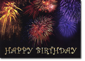 Fireworks celebration happy birthday card